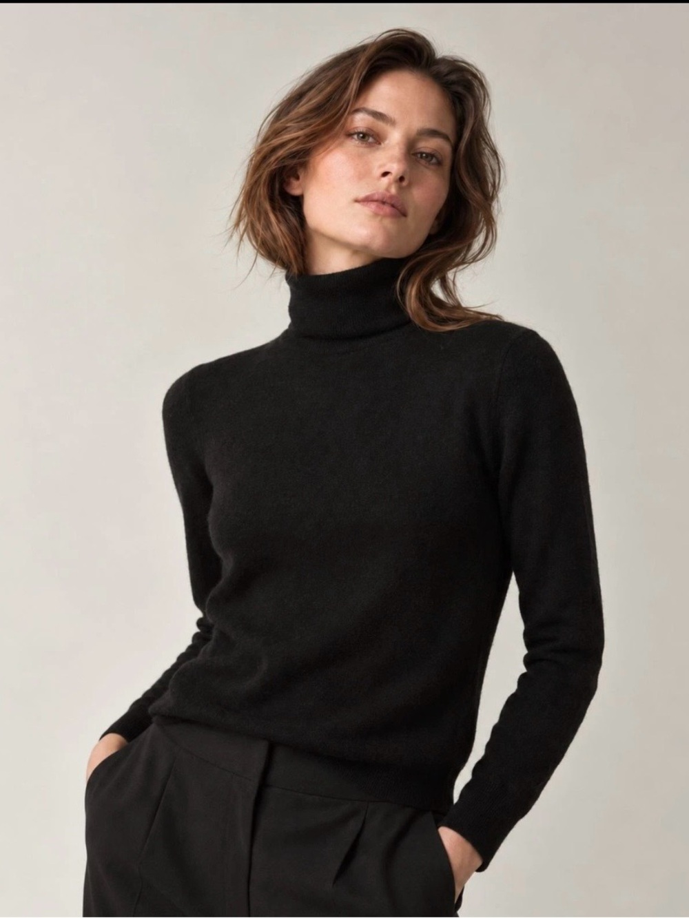 Forte 100% Cashmere Black Turtleneck Sweater Women's XL Luxury Knit Minimalist